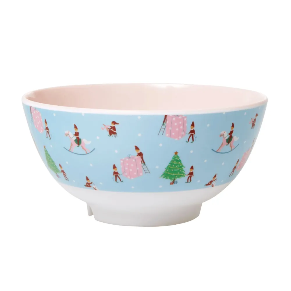 Sale RICE Melamin Schüssel Xmas Elf Print