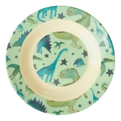 Best RICE Melamin tiefer Kinderteller Dinosaurs Print