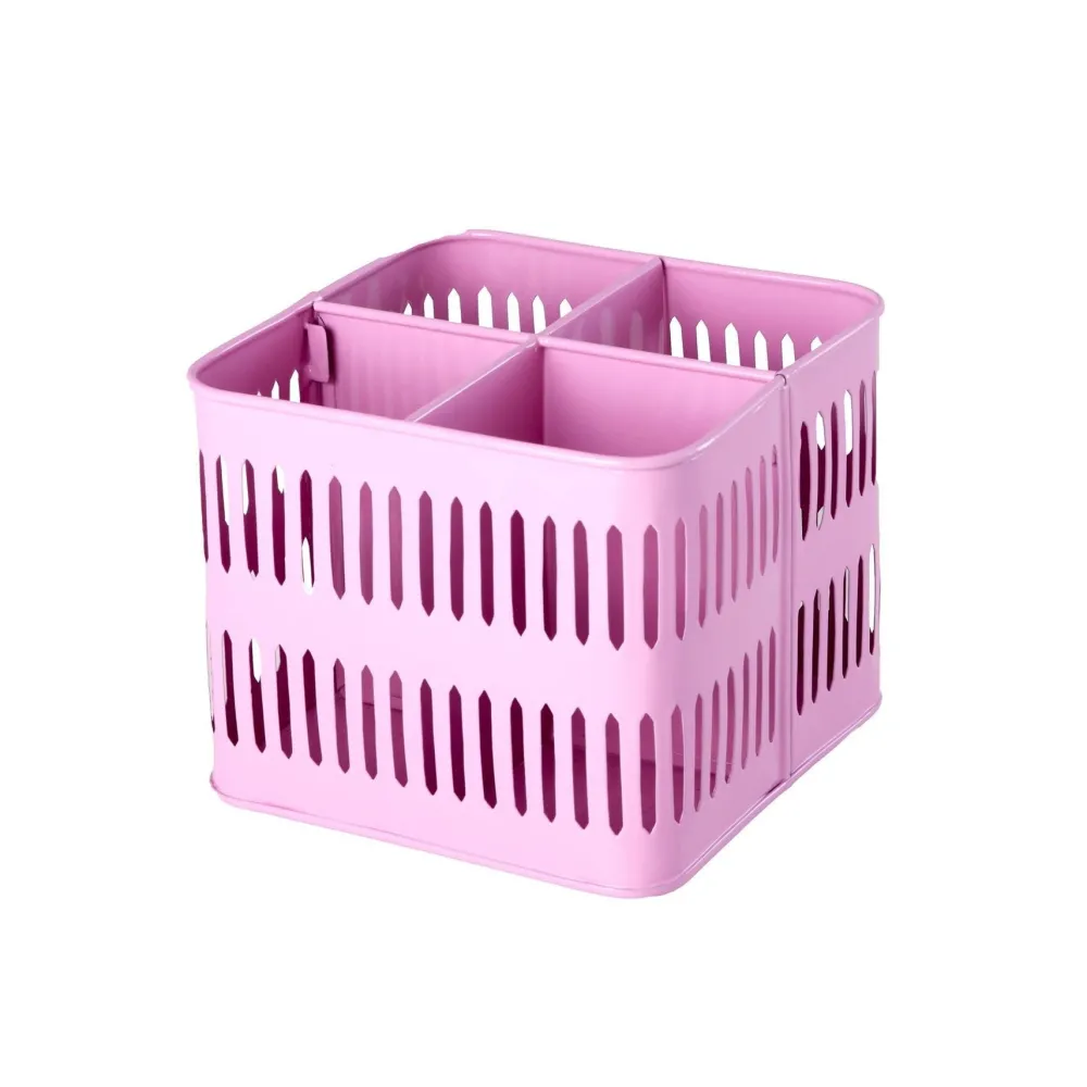 Clearance RICE Metall Korb quadratisch pink