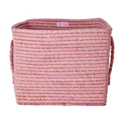 Outlet RICE Quadratischer Raffia Aufbewahrungskorb