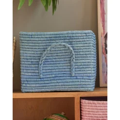 Outlet RICE Quadratischer Raffia Aufbewahrungskorb