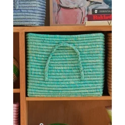 Outlet RICE Quadratischer Raffia Aufbewahrungskorb