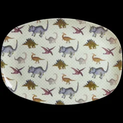 Outlet RICE Rechteckig Melamin Kinderteller New Dino Print