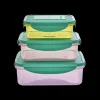 Clearance RICE Rechteckige Plastik Lebensmittelboxen - Mehrfarbig - 3er Set
