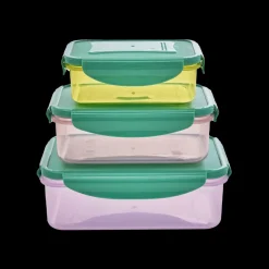 Clearance RICE Rechteckige Plastik Lebensmittelboxen - Mehrfarbig - 3er Set
